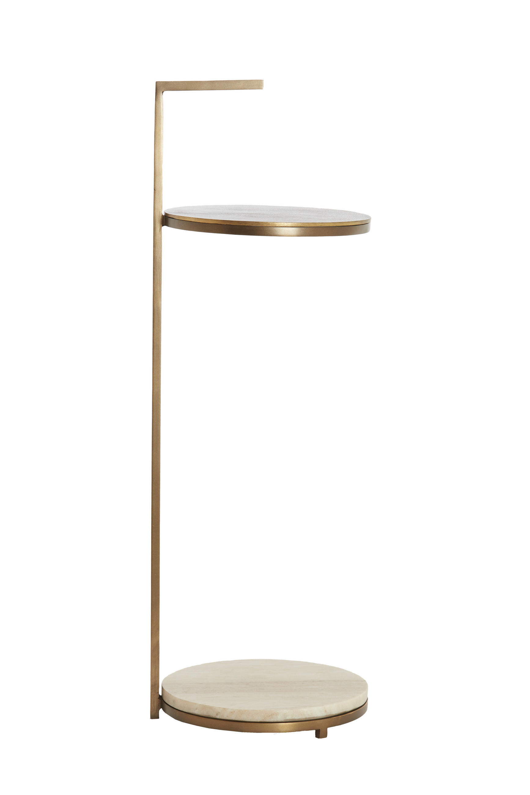 BEISTELLTISCH 26/26/76 cm LEDA Grau, Sandfarben, Dunkelbraun, Bronzefarben rund  - Sandfarben/Dunkelbraun, Trend, Stein/Metall (26/26/76cm) - Light & Living