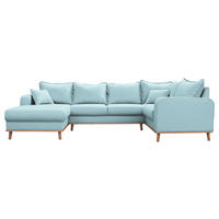 WOHNLANDSCHAFT Hellblau  - Wengefarben/Hellblau, Design, Holz/Textil (170/296/167cm) - Livetastic