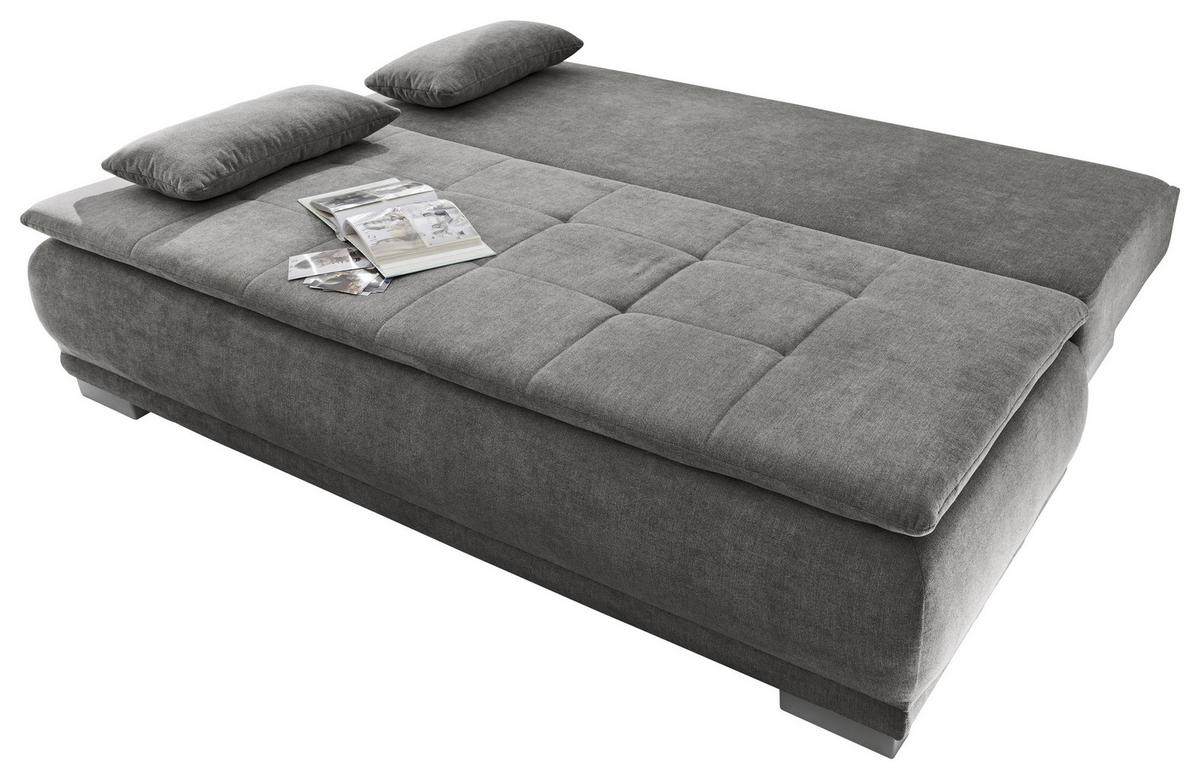 ROZKLÁDACÍ POHOVKA, textil, kompozitní dřevo, šedá - šedá/barvy stříbra, Moderní, kompozitní dřevo/textil (208/93/105cm) - MID.YOU