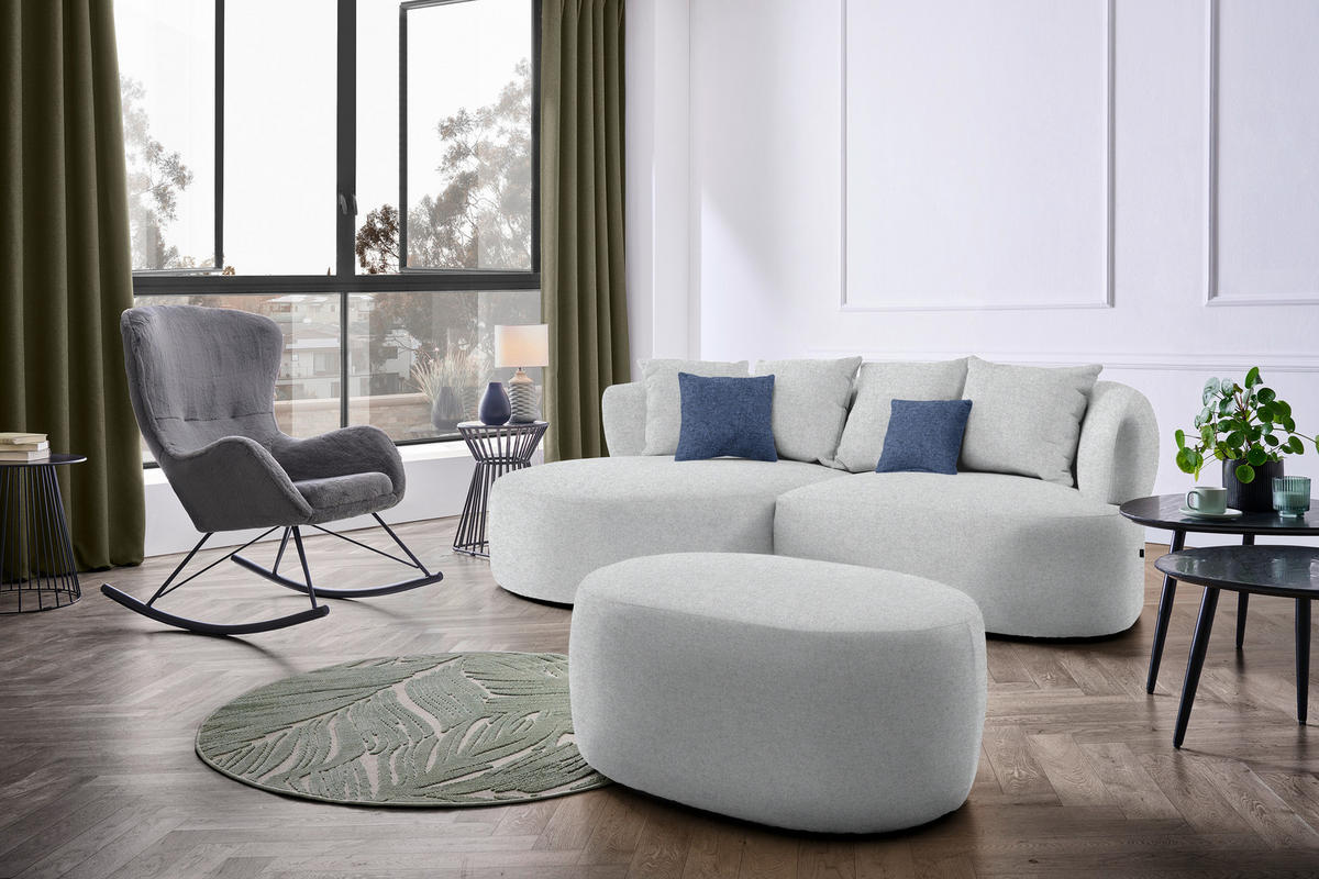 ECKSOFA  in Flachgewebe Grau  166/235 cm  - Schwarz/Dunkelblau, MODERN, Kunststoff/Textil (166/235cm) - Hom`in