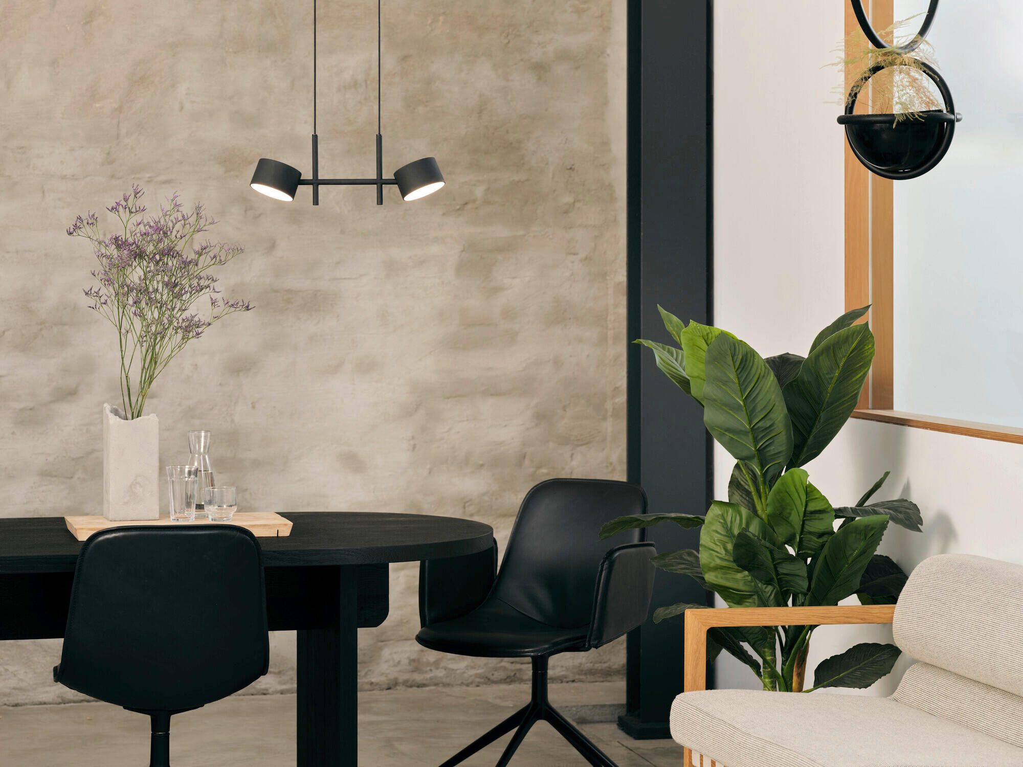 LED-PENDELLEUCHTE 42,5/10/150 cm  - Schwarz, Design, Kunststoff/Metall (42,5/10/150cm) - Osram
