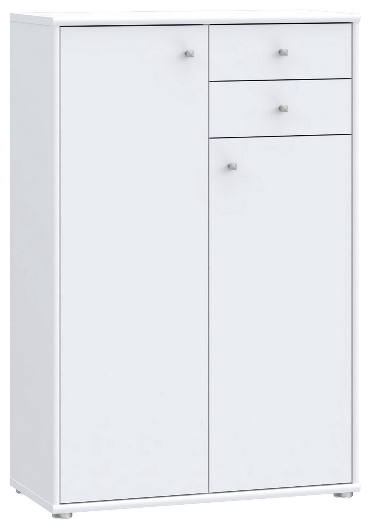 KOMMODE Weiss  - Weiss/Alufarben, Design, Holzwerkstoff (73,7/111,1/34,8cm)