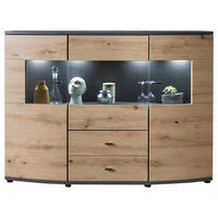 HIGHBOARD  in 160/117/41,6 cm  - Schwarz/Braun, LIFESTYLE, Glas/Holzwerkstoff (160/117/41,6cm) - Livetastic