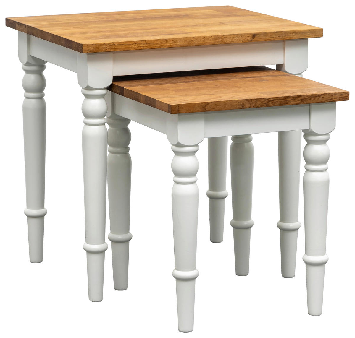 SATZTISCH Eiche, Pinie massiv quadratisch Naturfarben, Weiß  - Naturfarben/Weiß, MODERN, Holz (50/35/50/42/40/40cm) - MID.YOU