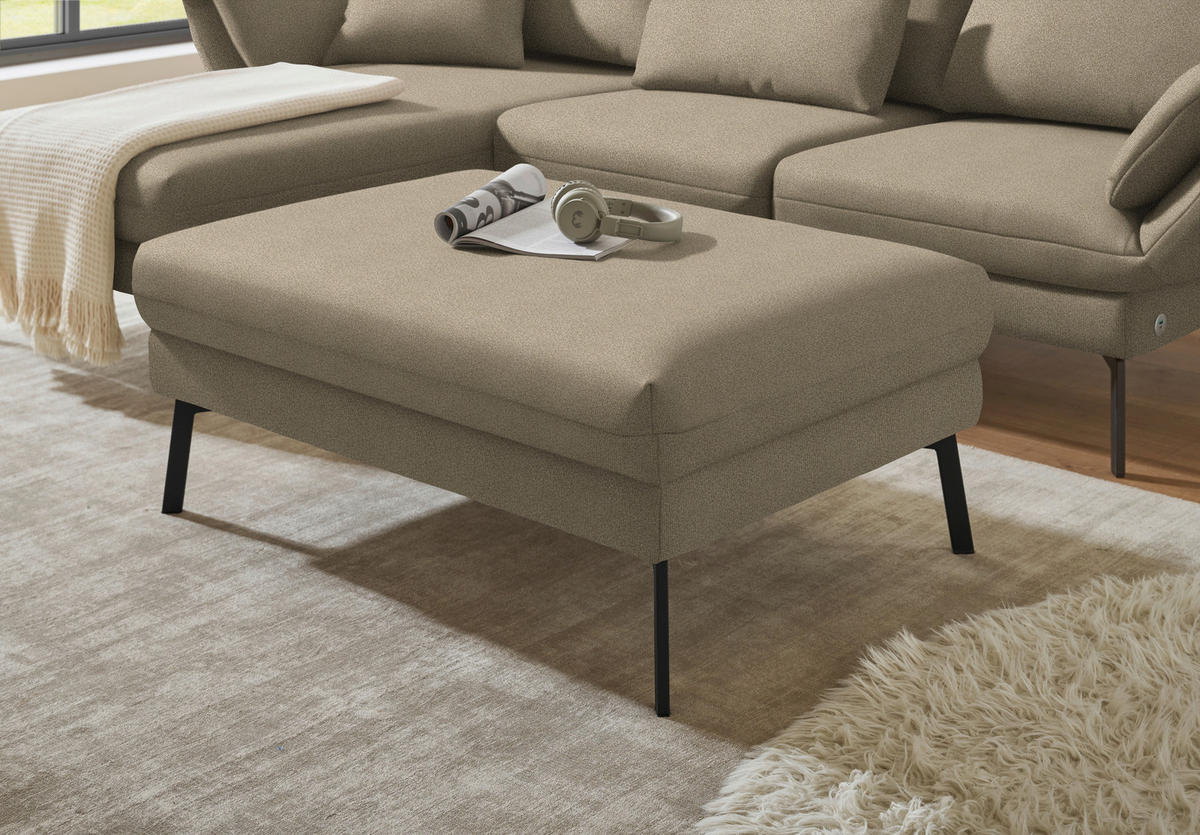 ECKSOFA  in Flachgewebe Hellbraun  175-224/255-365 cm  - Hellbraun/Schwarz, Design, Textil/Metall (175-224/255-365cm) - Dieter Knoll