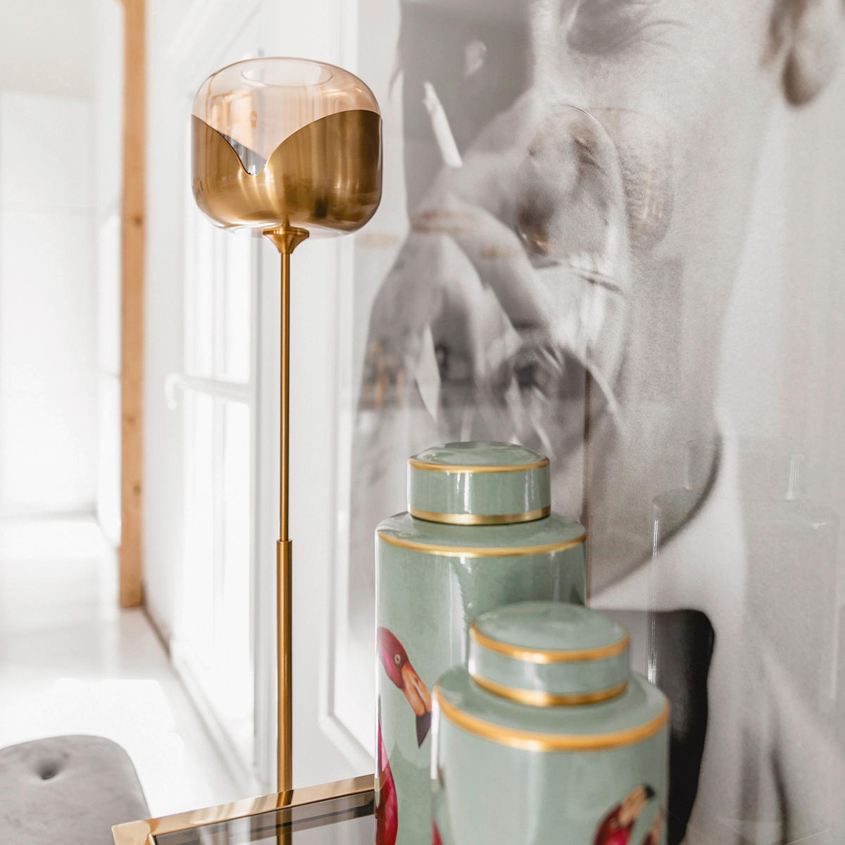 STEHLEUCHTE Golden Goble 25/160/25 cm 25/160/25 cm  - Goldfarben, Design, Glas/Metall (25/160/25cm) - Kare-Design