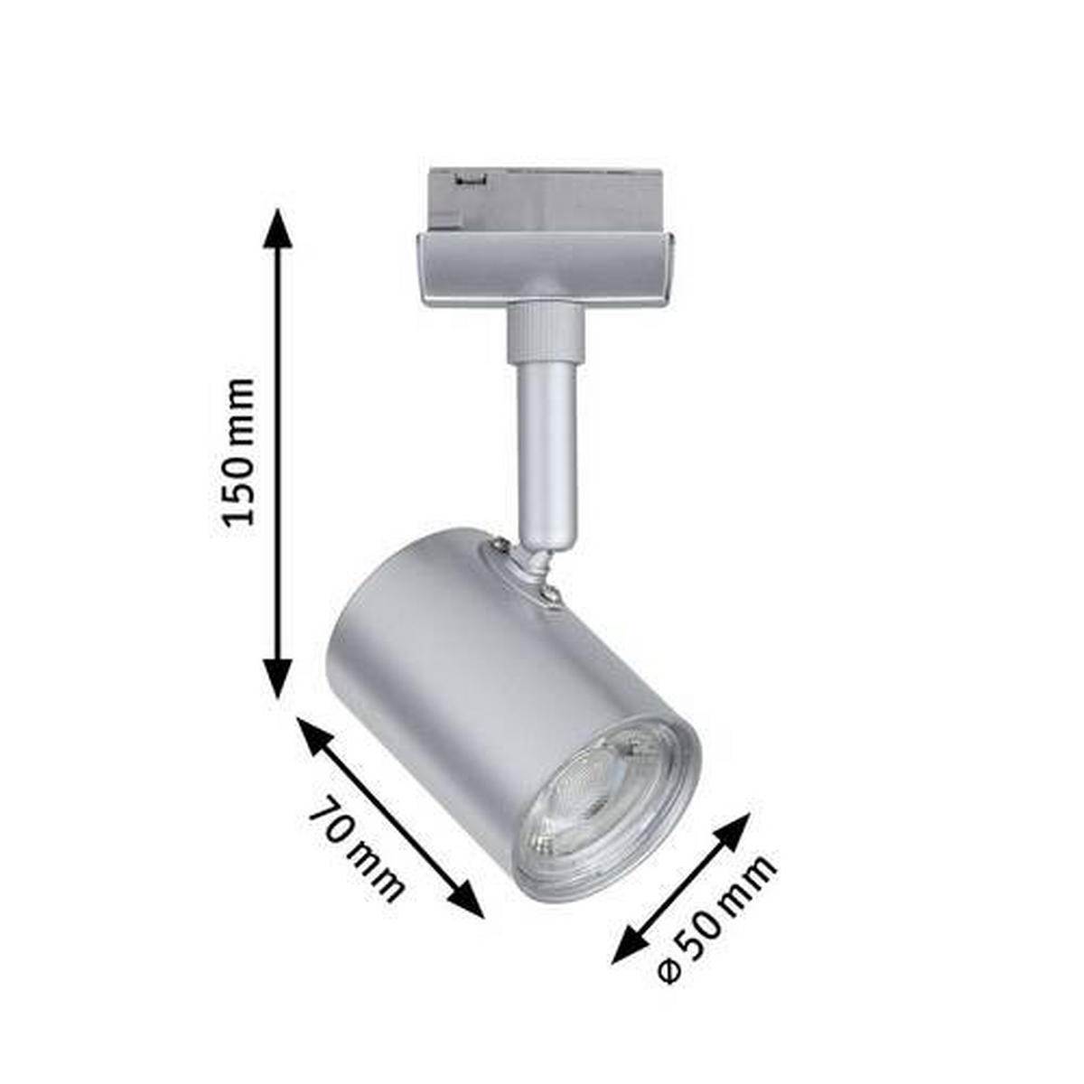 SCHIENENSYSTEM-STRAHLER - Chromfarben, Design, Glas/Metall (15/7/5cm) - Paulmann
