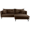 ECKSOFA in Lederlook Braun  - Schwarz/Braun, Modern, Textil/Metall (255/180cm) - Livetastic