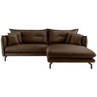 ECKSOFA in Lederlook Braun  - Schwarz/Braun, Modern, Textil/Metall (255/180cm) - Livetastic