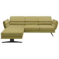 ECKSOFA Hellgrün Flachgewebe Rücken echt, Armteilverstellung, Relaxfunktion, Drehsitzfunktion  - Schwarz/Hellgrün, Design, Textil/Metall (176-217/259-307cm) - Dieter Knoll