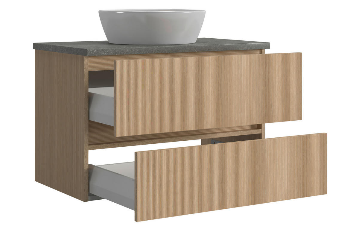 WASCHTISCHKOMBI 80 cm  - Eichefarben/Weiß, KONVENTIONELL, Keramik/Holzwerkstoff (80cm) - Xora