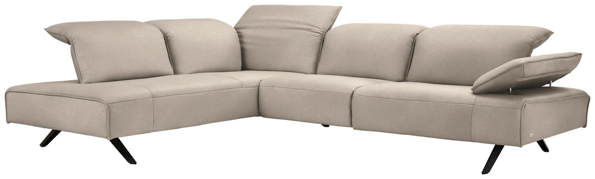 ECKSOFA Echtleder Beige  - Anthrazit/Beige, Design, Leder/Metall (230/290cm) - Johann Jakob