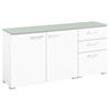 SIDEBOARD 150/72,8/41,9 cm Weiss, Salbeigrün  - Weiss/Edelstahlfarben, Design, Holzwerkstoff/Metall (150/72,8/41,9cm) - Cantus