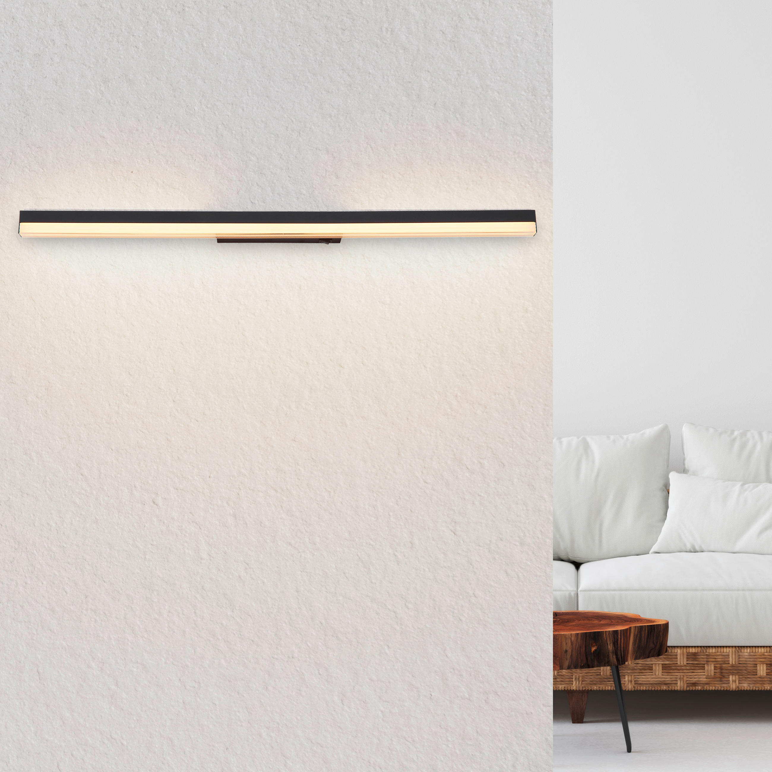 LED-WANDLEUCHTE 80/6,5/4 cm   - Opal/Schwarz, Basics, Kunststoff/Metall (80/6,5/4cm) - Globo