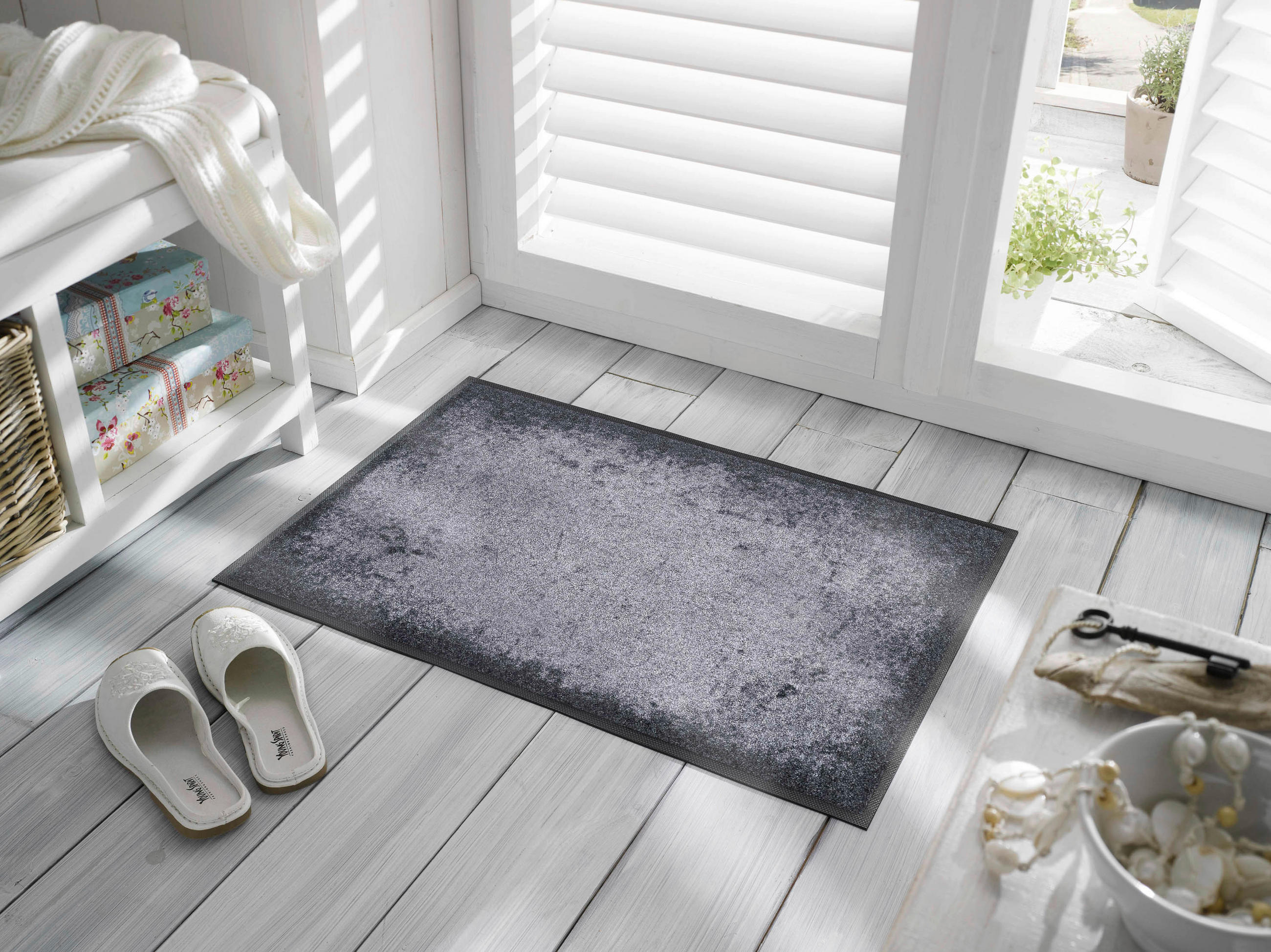 FUßMATTE  50/75 cm  Anthrazit, Grau  - Anthrazit/Grau, KONVENTIONELL, Kunststoff/Textil (50/75cm) - wash+dry