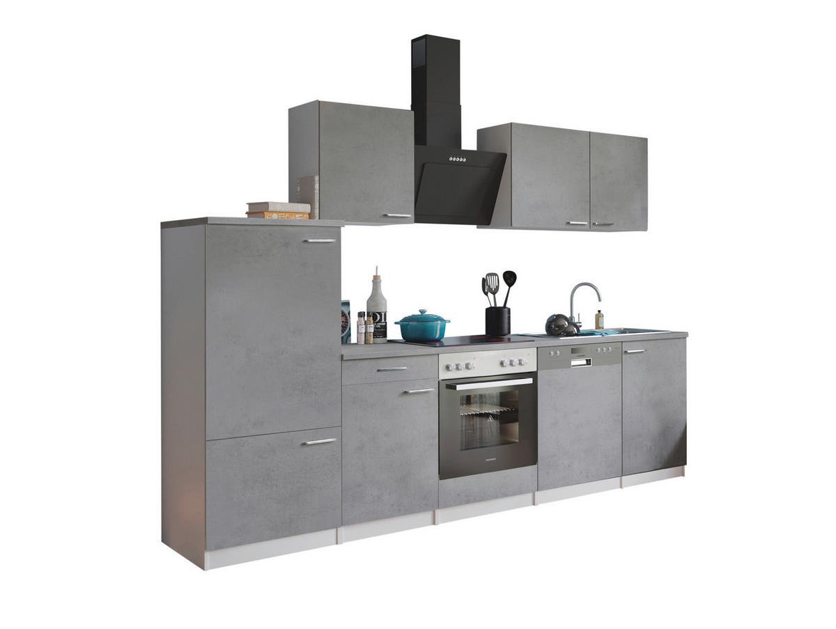 MODULKÖK 280 cm   i grå, vit  - stålfärgad/vit, Basics, metall/trämaterial (280cm) - Respekta