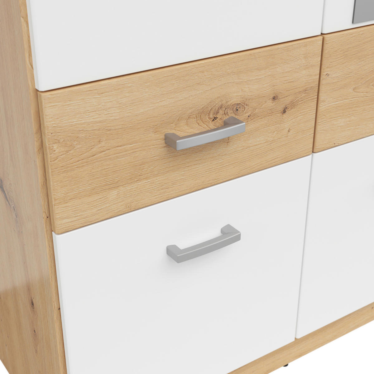 KLEIDERSCHRANK 91/199/58 cm 2-türig Weiß, Eiche Artisan, Silberfarben  - Silberfarben/Weiß, KONVENTIONELL, Holzwerkstoff/Kunststoff (91/199/58cm)