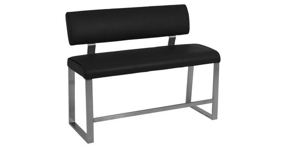 SITZBANK 140/105/60 cm in Schwarz, Edelstahlfarben - Edelstahlfarben/Schwarz, Design, Leder/Metall (140/105/60cm) - Dieter Knoll