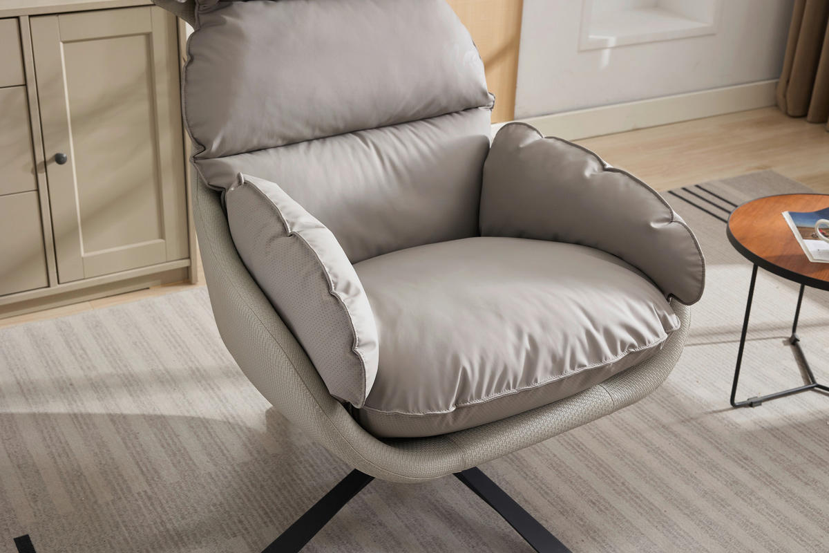 RELAXSESSEL Lederlook    - Taupe, MODERN, Textil (81/109/95cm) - MID.YOU