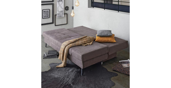 SCHLAFSOFA Sisi in Flachgewebe Dunkelgrau  - Dunkelgrau/Schwarz, Design, Textil/Metall (200/85/90cm) - Novel