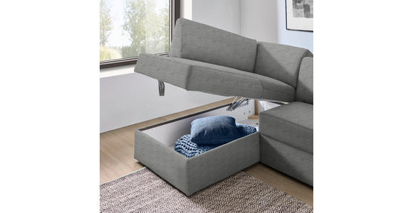 ECKSOFA in Webstoff Hellgrau  - Hellgrau/Schwarz, KONVENTIONELL, Kunststoff/Textil (165/224cm) - Xora