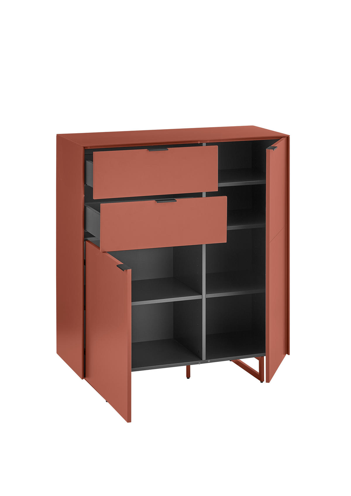 SCHUHSCHRANK  in 96/109/38 cm  - Rot/Schwarz, Design, Holzwerkstoff/Metall (96/109/38cm) - Voleo