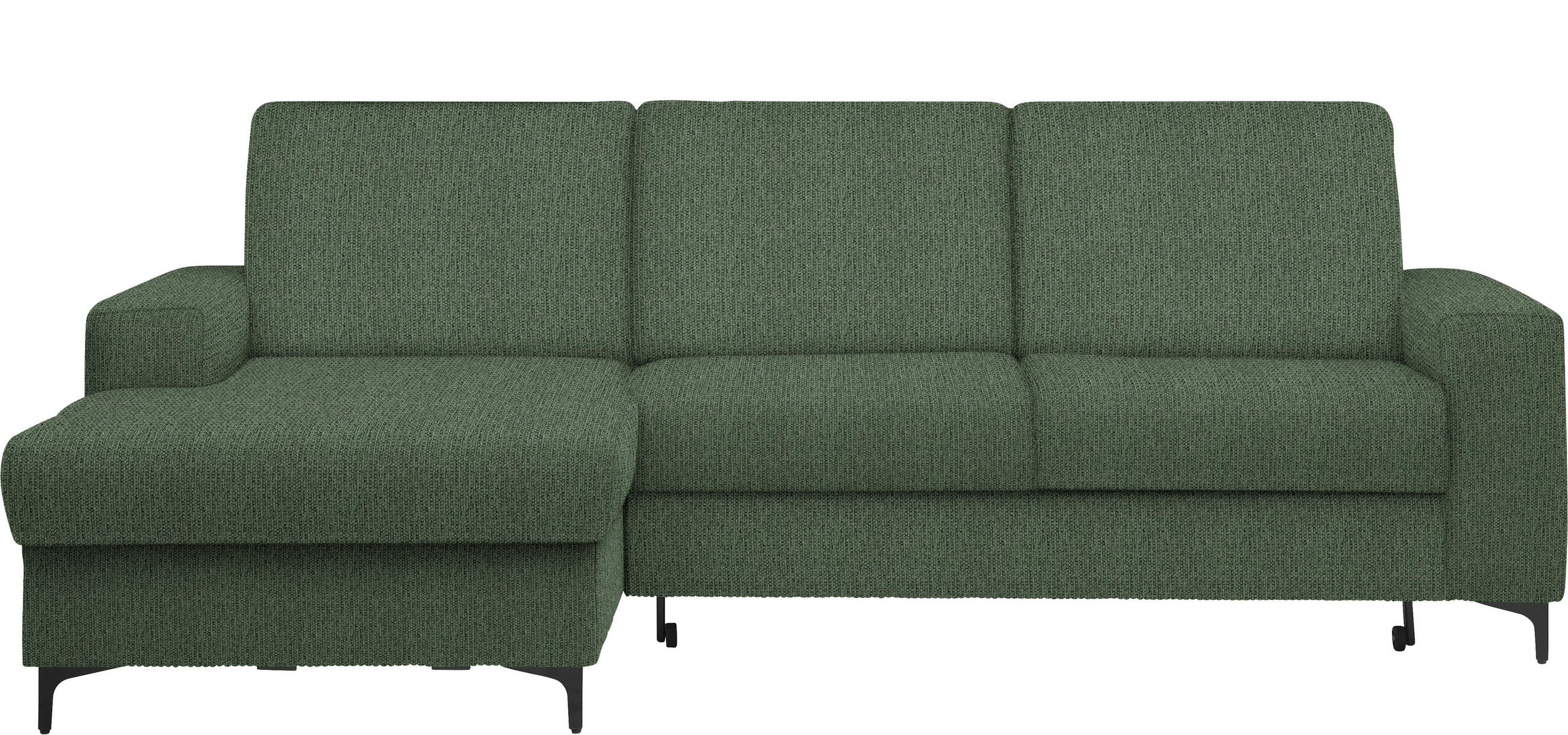 ECKSOFA Waldgrün Webstoff  - Waldgrün/Schwarz, KONVENTIONELL, Textil/Metall (167/247cm) - Stylife
