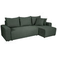 ECKSOFA inkl. Funktion Waldgrün Cord  - Waldgrün/Schwarz, Design, Kunststoff/Textil (248/146cm) - Xora