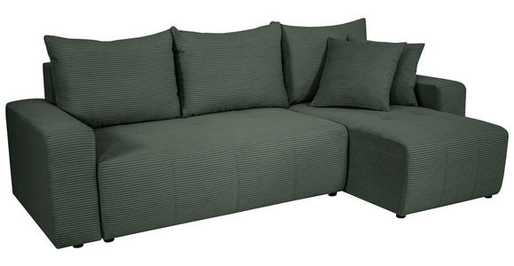 ECKSOFA inkl. Funktion Waldgrün Cord - Waldgrün/Schwarz, Design, Kunststoff/Textil (248/146cm) - Xora