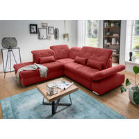 ECKSOFA in Chenille Rot  - Chromfarben/Rot, Modern, Textil/Metall (254/280cm) - Livetastic