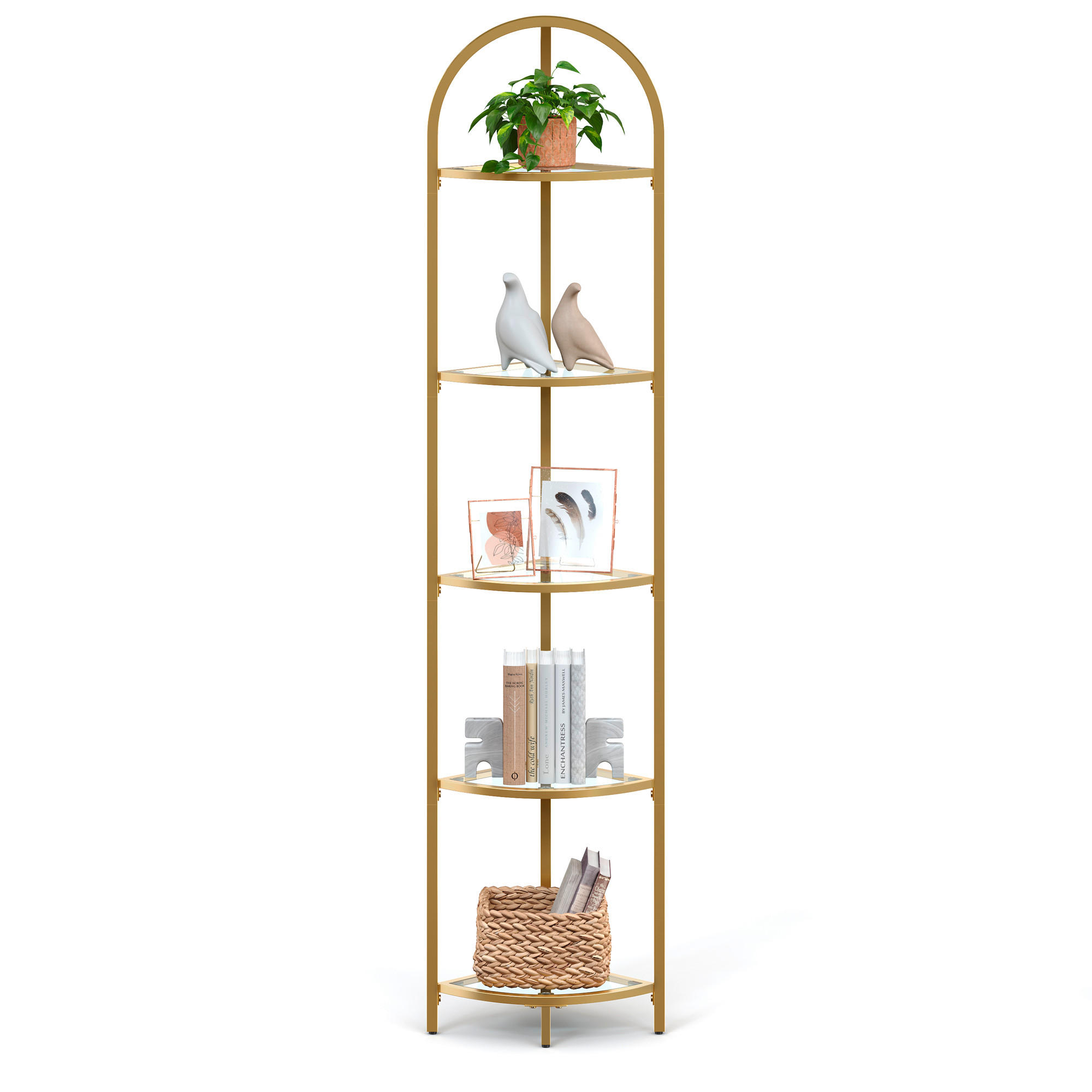 ECKREGAL in 28/158/28 cm Goldfarben  - Goldfarben, Trend, Glas/Metall (28/158/28cm) - MID.YOU
