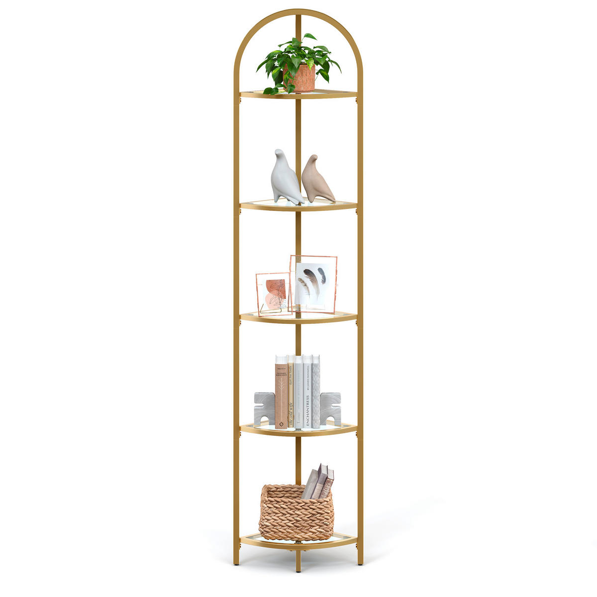 ECKREGAL - Goldfarben, Trend, Glas/Metall (28/158/28cm) - MID.YOU