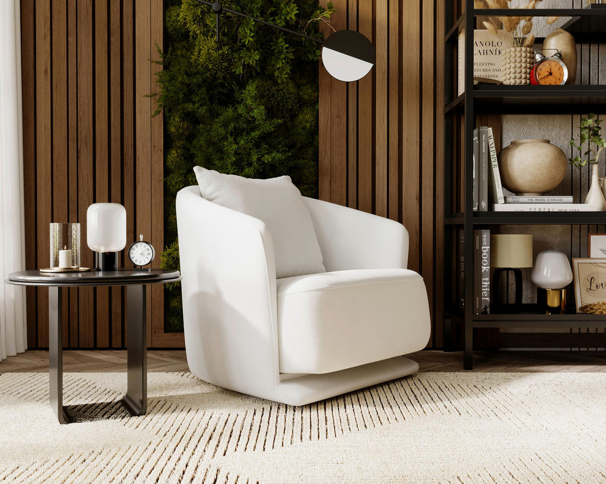 SESSEL in Plüsch, Bouclé Beige  - Beige/Schwarz, Design, Textil/Metall (83/80/75cm) - Livetastic