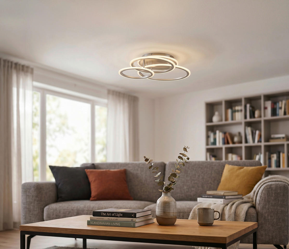 LED-DECKENLEUCHTE Gelder 60/50,5/12 cm  - Nickelfarben, Design, Metall (60/50,5/12cm)