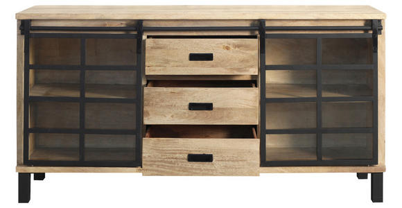 SIDEBOARD 175/90/42 cm  - Graubraun/Schwarz, LIFESTYLE, Glas/Holz (175/90/42cm) - Landscape
