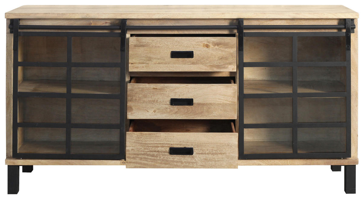 SIDEBOARD 175/90/42 cm  - Graubraun/Schwarz, LIFESTYLE, Glas/Holz (175/90/42cm) - Landscape