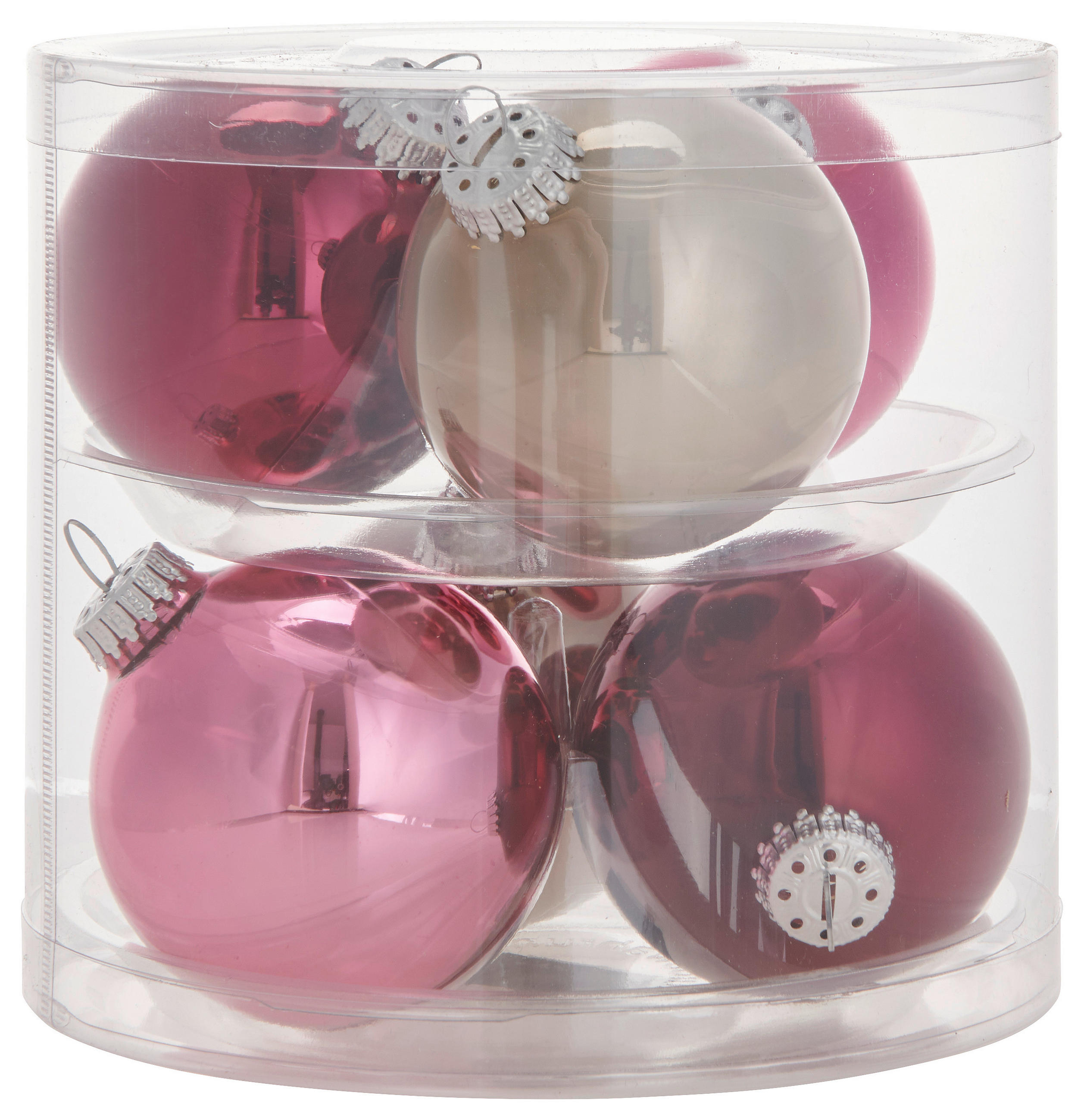 JULGRANSKULOR SET 8 cm 6 delar  - bär/grå, Klassisk, glas (8cm)