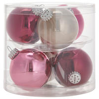 JULGRANSKULOR SET 8 cm 6 delar  - bär/grå, Klassisk, glas (8cm)