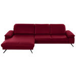 ECKSOFA in Echtleder Rot  - Rot/Schwarz, Design, Leder/Metall (193/328cm) - Dieter Knoll