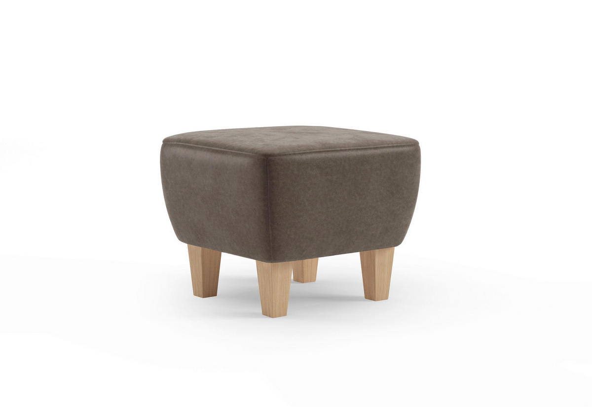 HOCKER Mikrofaser Braun  - Eichefarben/Braun, KONVENTIONELL, Holz/Textil (56/46/56cm) - Sit & More