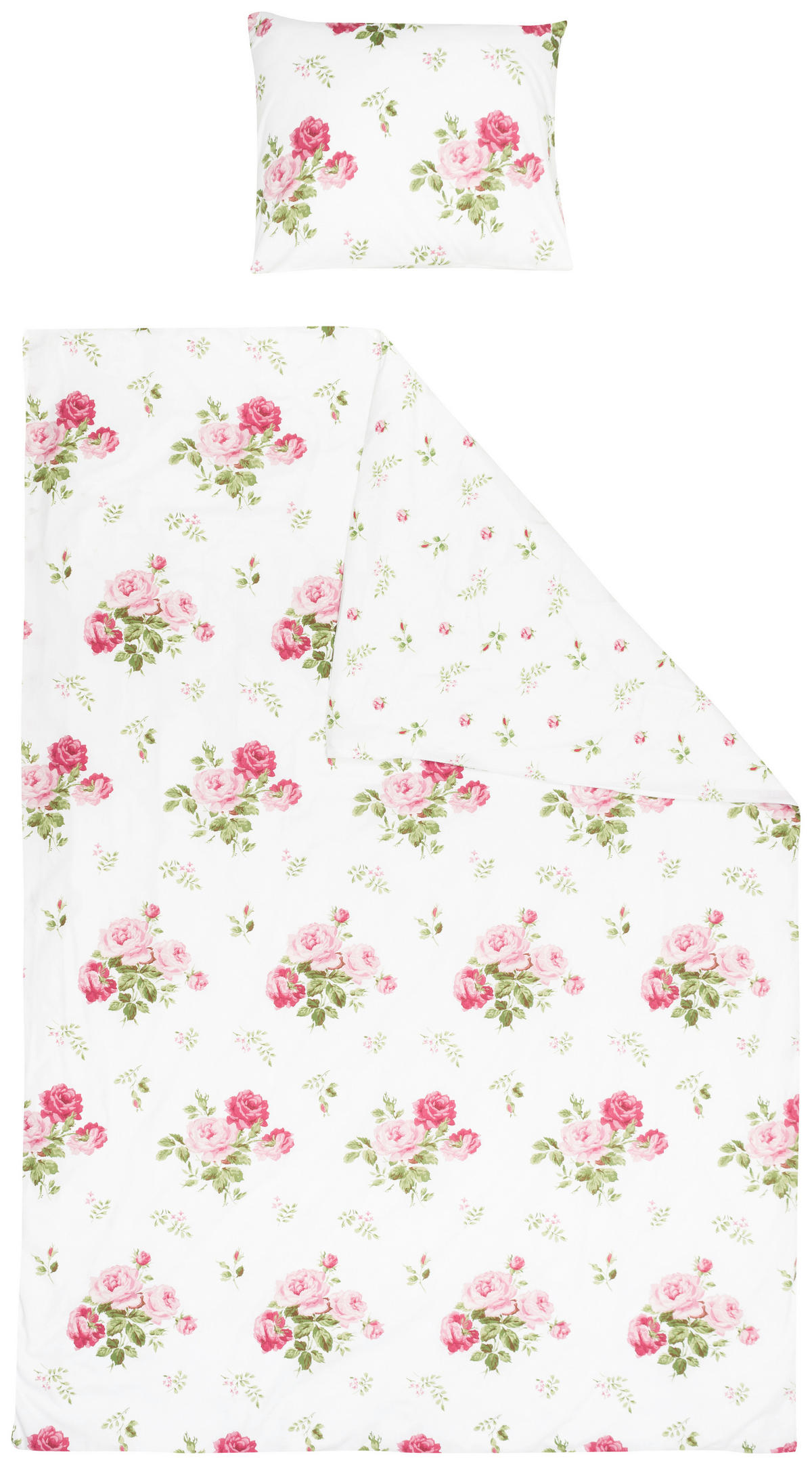 VÄNDBART PÅSLAKANSET flatväv 150/210 cm  - vit/grön, Basics, textil (150/210cm) - Novel