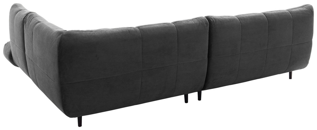 ECKSOFA Ottomane rechts, Eckteil  Anthrazit Feincord  - Anthrazit/Schwarz, Design, Holz/Textil (288/215cm) - Pure Home Lifestyle