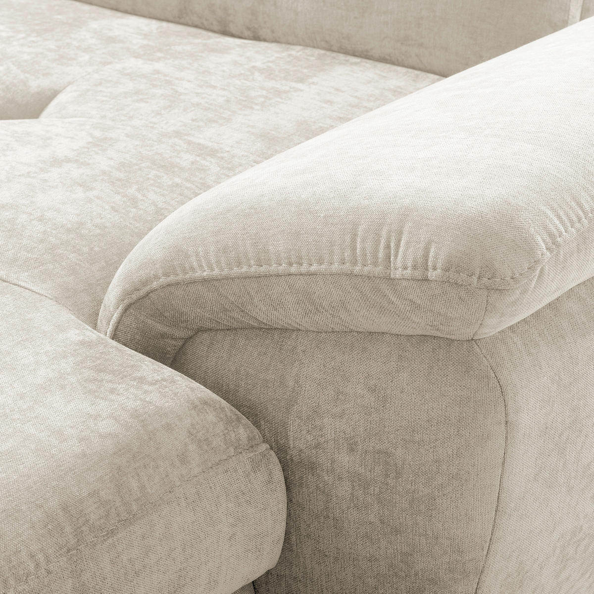ECKSOFA  Webstoff Creme  - Creme/Schwarz, Design, Textil/Metall (268/195cm) - Livetastic