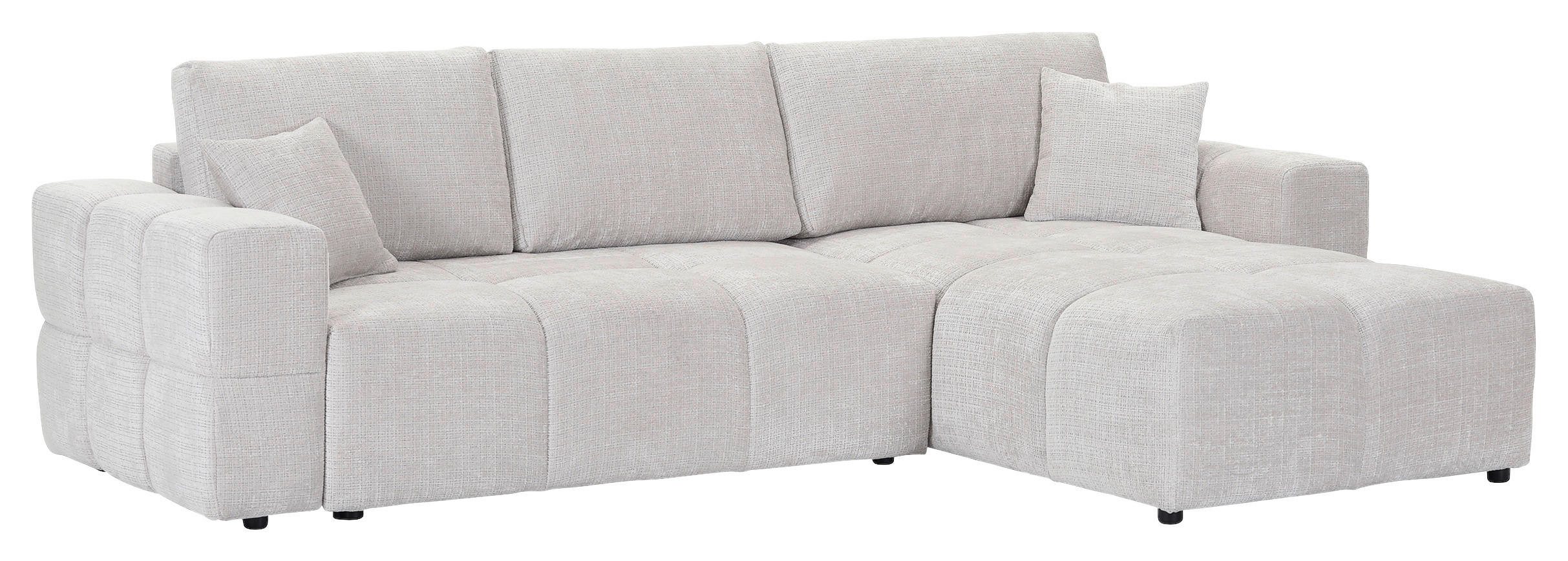 ECKSOFA Creme Chenille  - Creme/Schwarz, KONVENTIONELL, Kunststoff/Textil (283/180cm) - Carryhome