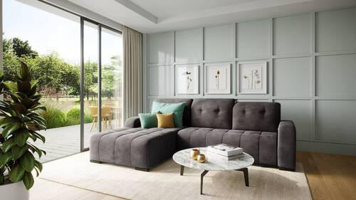 ECKSOFA in Mikrofaser Anthrazit - Anthrazit/Schwarz, Modern, Textil/Metall (292/185cm) - Livetastic