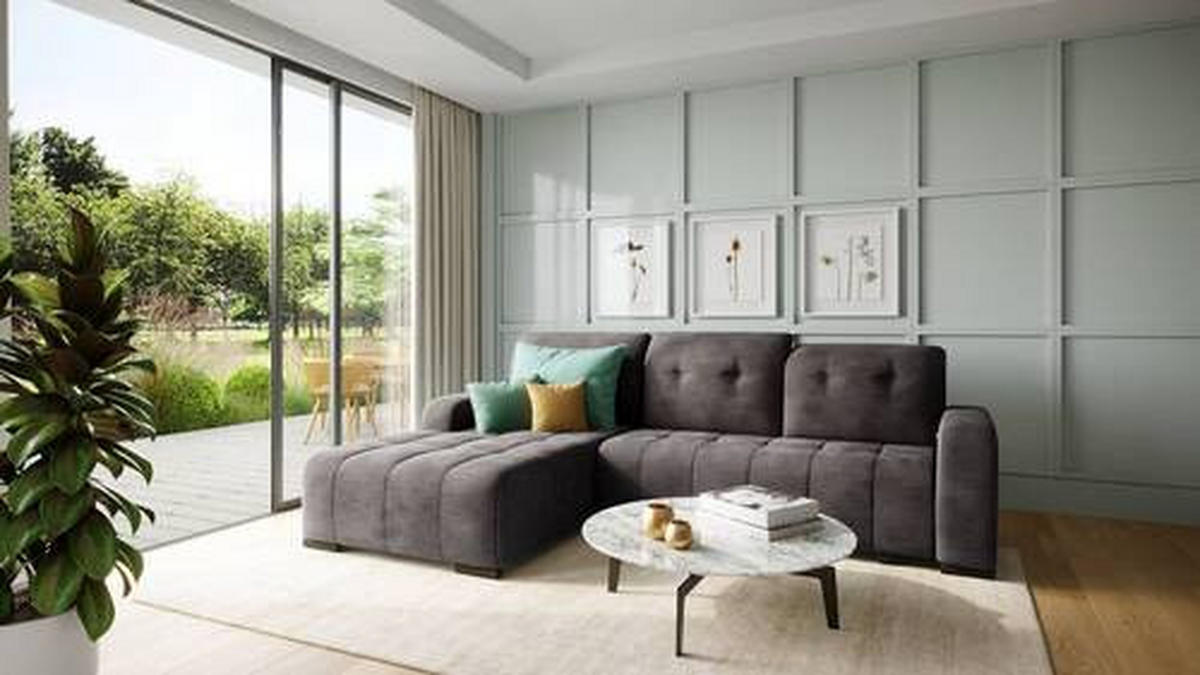 ECKSOFA in Mikrofaser Anthrazit  - Anthrazit/Schwarz, Modern, Textil/Metall (292/185cm) - Livetastic