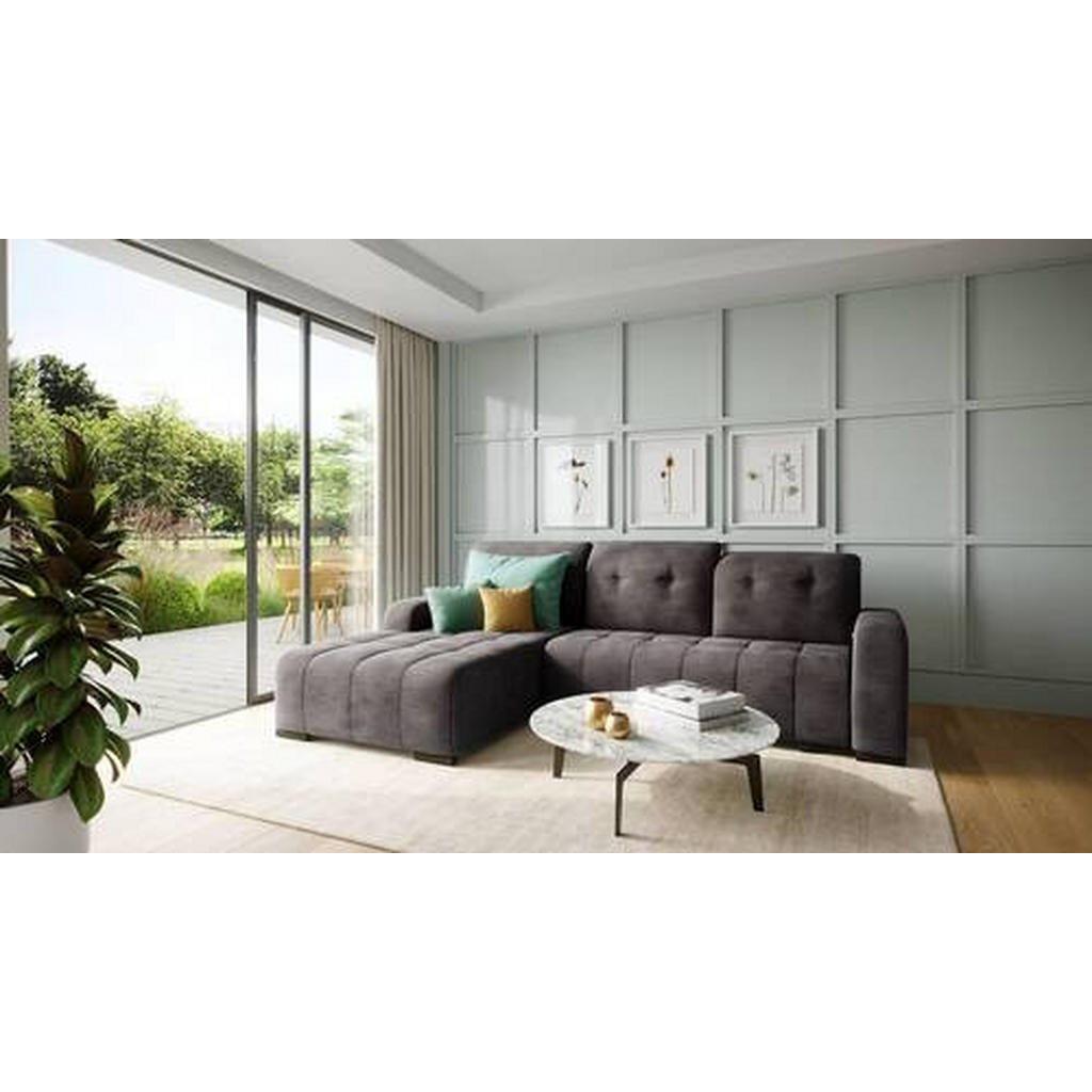 Thumbnail - Livetastic Ecksofa, Anthrazit, Textil, Uni, 4-Sitzer, Ottomane links, L-Form, 292x185 cm, Made in EU, Liegefunktion, ele...