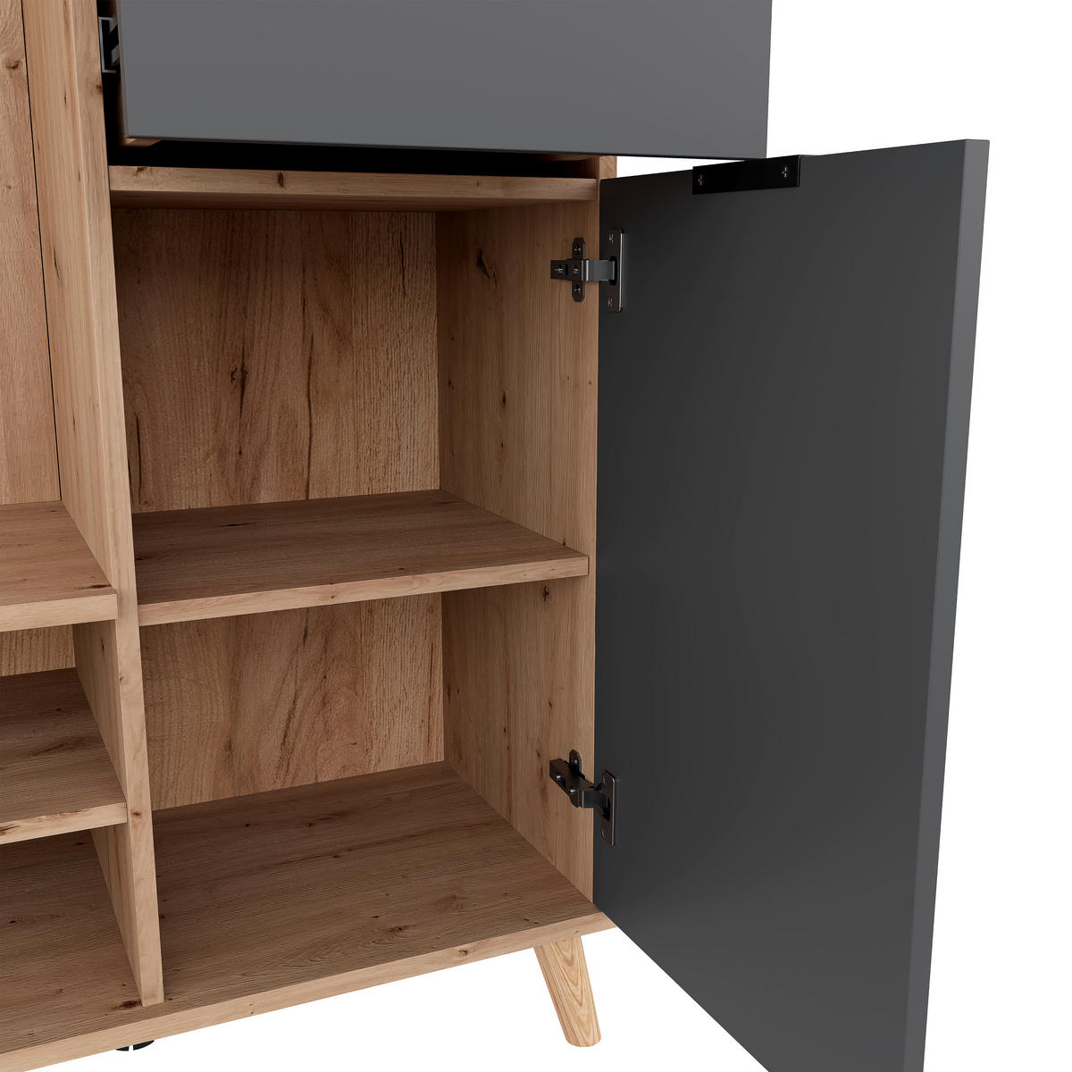 GARDEROBE  in 100/202/40 cm  - Graphitfarben/Eiche Artisan, Design, Glas/Holzwerkstoff (100/202/40cm) - home24