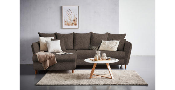 ECKSOFA in Bouclé Graphitfarben  - Eichefarben/Graphitfarben, KONVENTIONELL, Holz/Textil (284/162cm) - Carryhome