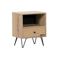 NOČNÝ STOLÍK, dub, farba duba, 45/55/35 cm - čierna/farba duba, Design, kov/drevo (45/55/35cm) - Landscape